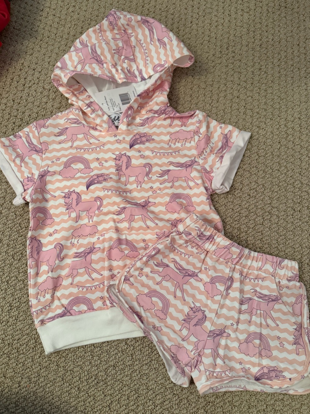 Lola + The Boys Pink Unicorn Hooded Pajama Set